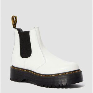 Dr. Martens Leather White Chelsea Boots